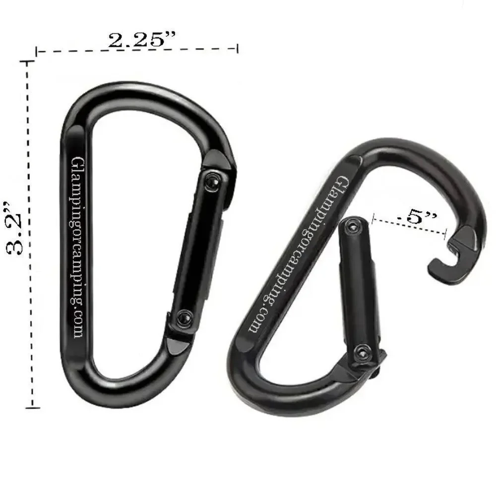 Engraved Black Carabiner Keychain Ring - Personalized Camping Carabiner
